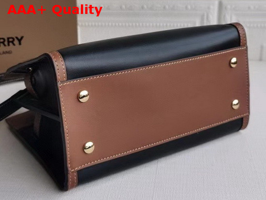 Burberry Mini Leather and Vintage Check Two Handle Title Bag Black Replica