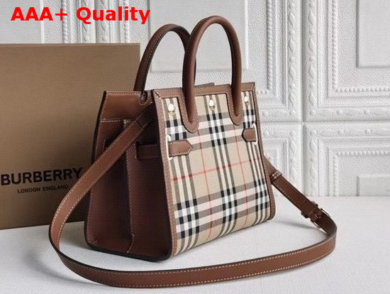 Burberry Mini Vintage Check Two Handle Title Bag Archive Beige Replica