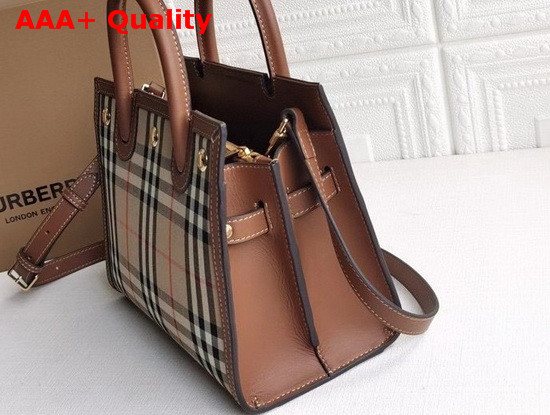 Burberry Mini Vintage Check Two Handle Title Bag Archive Beige Replica