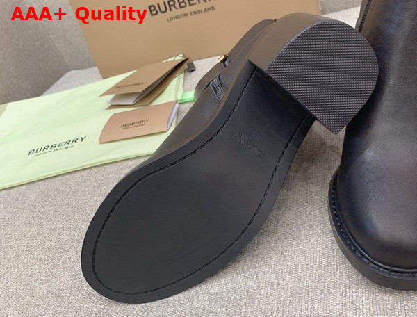 Burberry Monogram Motif Leather Block Heel Boots in Black Replica