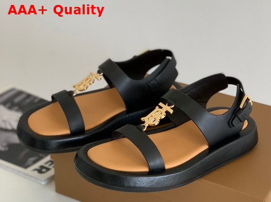 Burberry Monogram Motif Leather Sandals in Black Replica