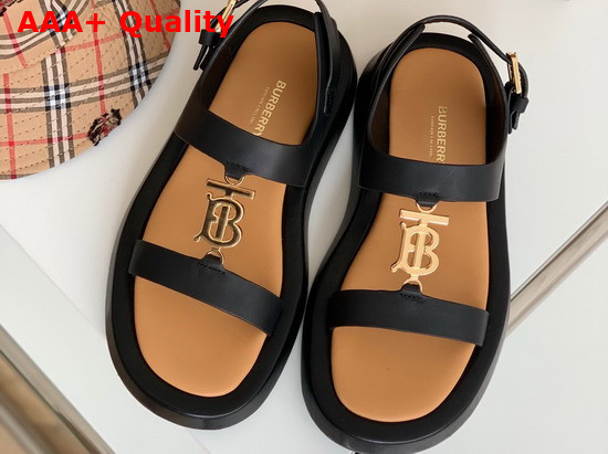 Burberry Monogram Motif Leather Sandals in Black Replica