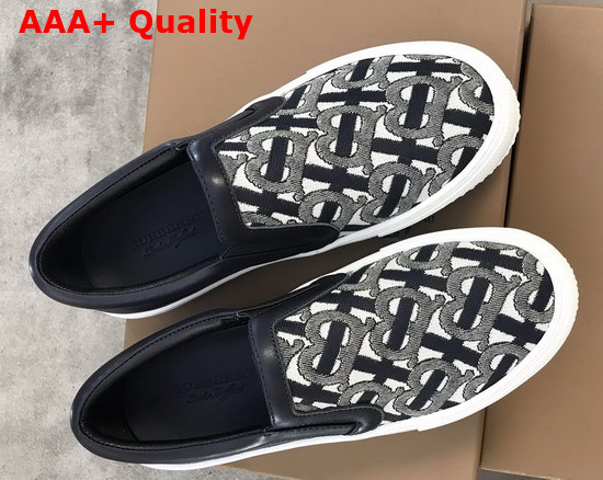 Burberry Monogram Motif Slip On Sneakers in Black Replica