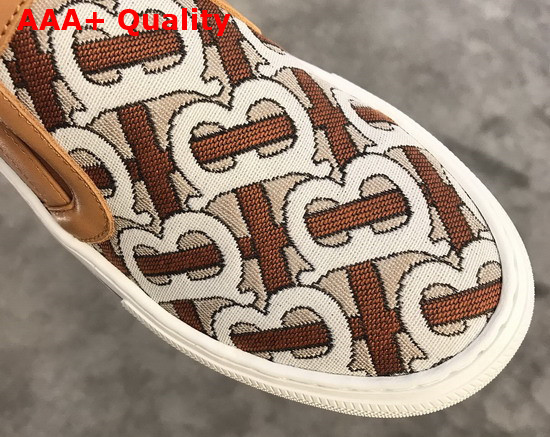 Burberry Monogram Motif Slip On Sneakers in Tan Replica