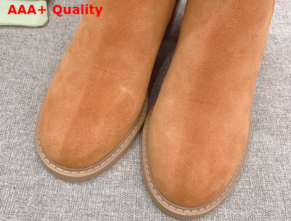 Burberry Monogram Motif Suede Block Heel Boots in Brown Replica