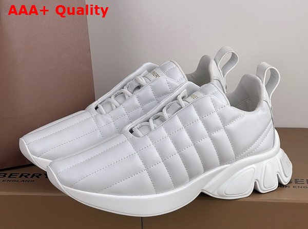 Burberry Quilted Leather Classic Sneakers in Optic White Replica
