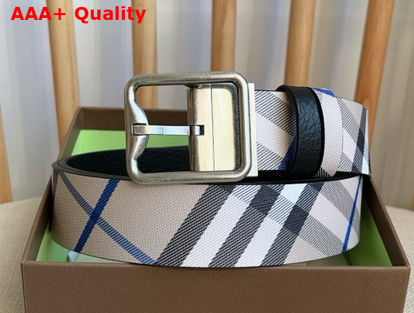 Burberry Reversible Check B Buckle Belt Lichen Slate Silver Replica