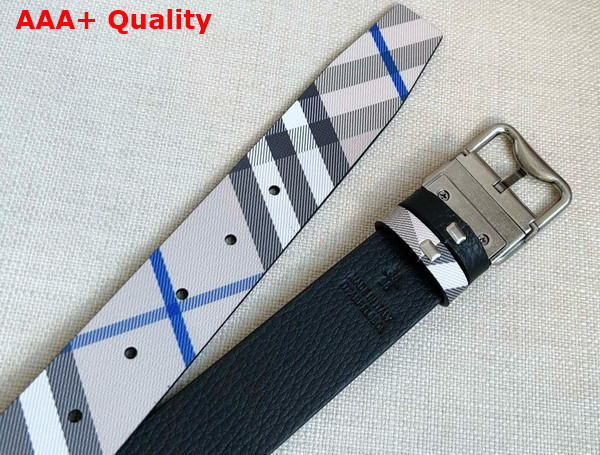 Burberry Reversible Check B Buckle Belt Lichen Slate Silver Replica