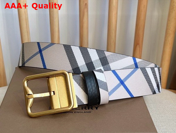 Burberry Reversible Check B Buckle Belt Lichen Slate Silver Replica