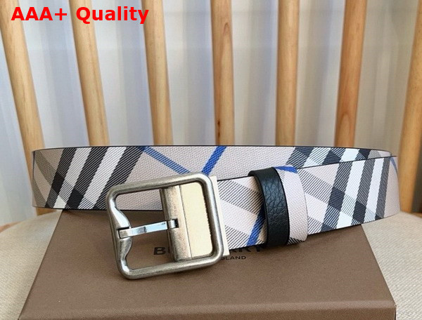Burberry Reversible Check B Buckle Belt Lichen Slate Silver Replica