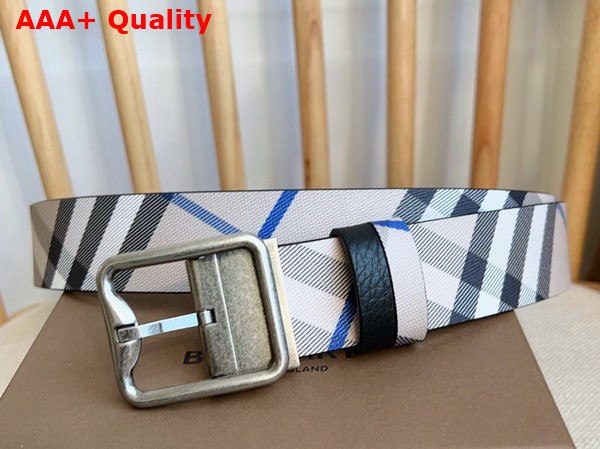 Burberry Reversible Check B Buckle Belt Lichen Slate Silver Replica