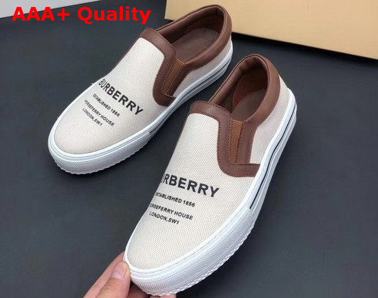 Burberry Slip On Sneakers in Beige Printed Canvas Replica