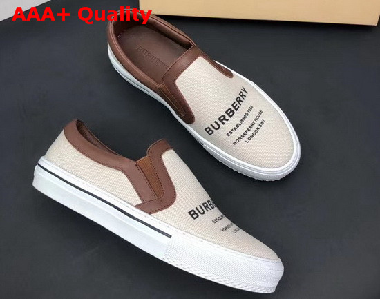 Burberry Slip On Sneakers in Beige Printed Canvas Replica