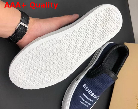 Burberry Slip On Sneakers in Blue Printed Canvas Replica
