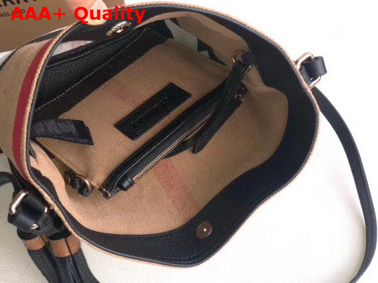 Burberry Small Ashby in Canvas Check and Leather Black Replica