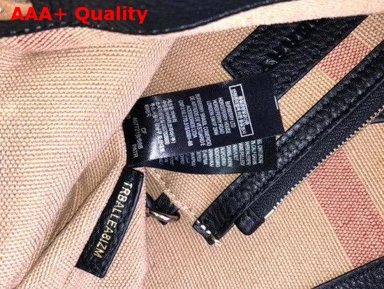 Burberry Small Ashby in Canvas Check and Leather Black Replica