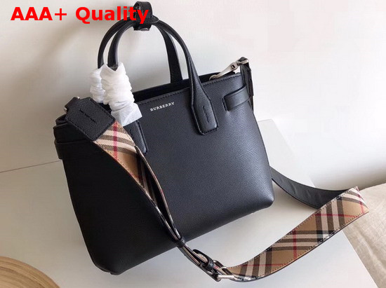 Burberry Small Banner in Leather and Vintage Check Black Replica
