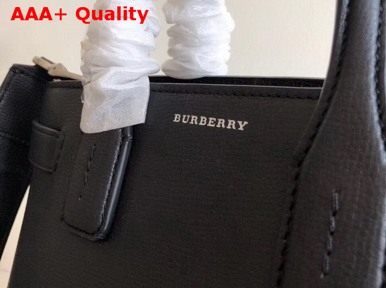 Burberry Small Banner in Leather and Vintage Check Black Replica