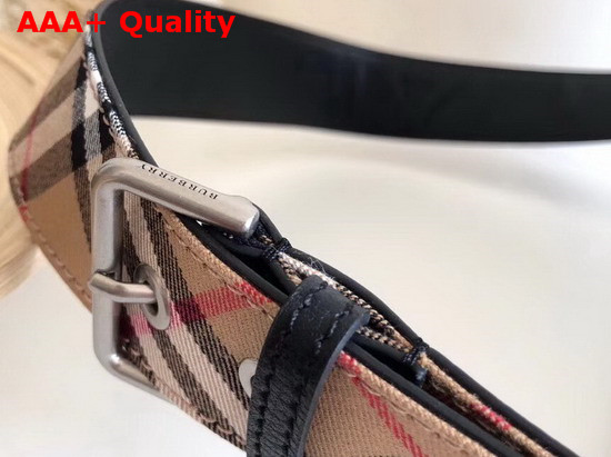 Burberry Small Banner in Leather and Vintage Check Black Replica