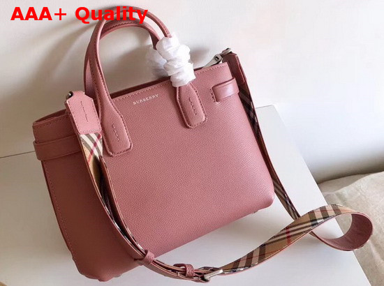 Burberry Small Banner in Leather and Vintage Check Dusty Rose Replica