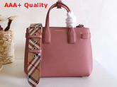 Burberry Small Banner in Leather and Vintage Check Dusty Rose Replica