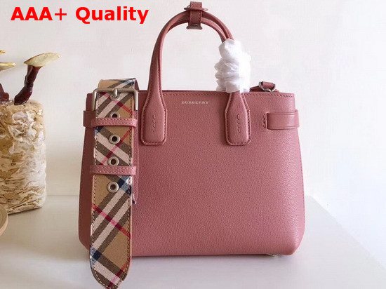 Burberry Small Banner in Leather and Vintage Check Dusty Rose Replica