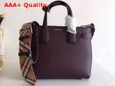 Burberry Small Banner in Leather and Vintage Check Mahogany Red Replica
