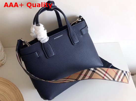 Burberry Small Banner in Leather and Vintage Check Regency Blue Replica