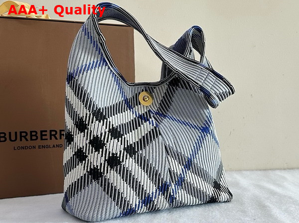 Burberry Small Check Knitted Shoulder Bag in Lichen Replica