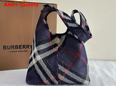 Burberry Small Check Knitted Shoulder Bag in Marine Replica