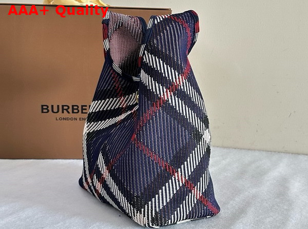 Burberry Small Check Knitted Shoulder Bag in Marine Replica