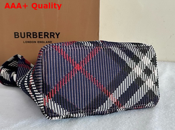 Burberry Small Check Knitted Shoulder Bag in Marine Replica
