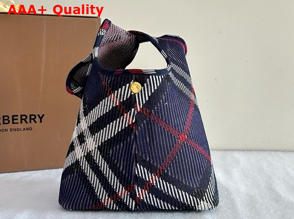 Burberry Small Check Knitted Shoulder Bag in Marine Replica