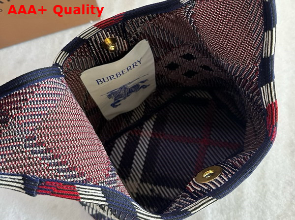 Burberry Small Check Knitted Shoulder Bag in Marine Replica