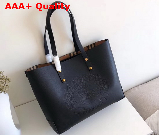 Burberry Small Embossed Crest Leather Tote in Black Replica