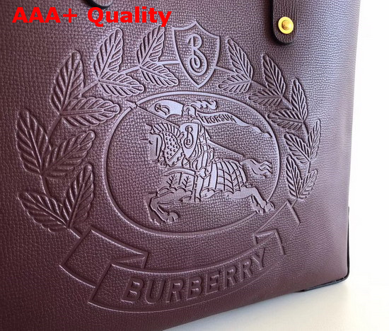 Burberry Small Embossed Crest Leather Tote in Burgundy Replica
