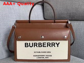 Burberry Small Horseferry Print Title Bag with Pocket Details Natural and Malt Brown Replica