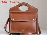 Burberry Small Leather Pocket in Brown Calf Leather Replica
