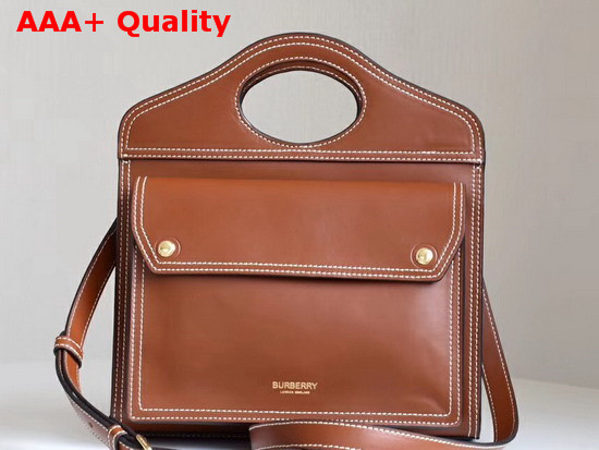 Burberry Small Leather Pocket in Brown Calf Leather Replica