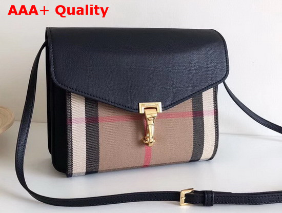 Burberry Small Leather and House Check Crossbody Bag Black Replica