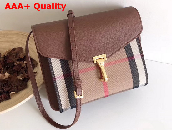 Burberry Small Leather and House Check Crossbody Bag Tan Replica