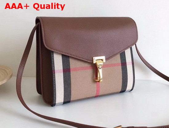 Burberry Small Leather and House Check Crossbody Bag Tan Replica