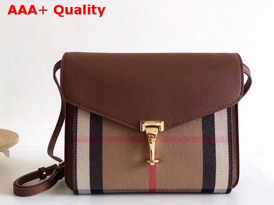 Burberry Small Leather and House Check Crossbody Bag Tan Replica