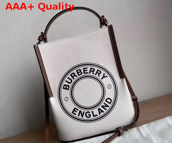 Burberry Small Logo Graphic Cotton Canvas Peggy Bucket Bag Natural Replica