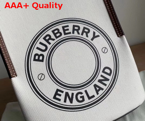 Burberry Small Logo Graphic Cotton Canvas Peggy Bucket Bag Natural Replica