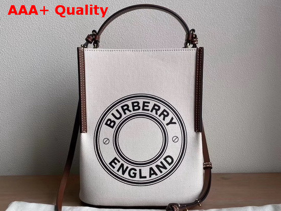 Burberry Small Logo Graphic Cotton Canvas Peggy Bucket Bag Natural Replica