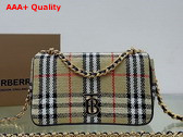 Burberry Small Lola Bag in Archive Beige Burberry Check Boucle and Lined in a Cotton Blend Replica