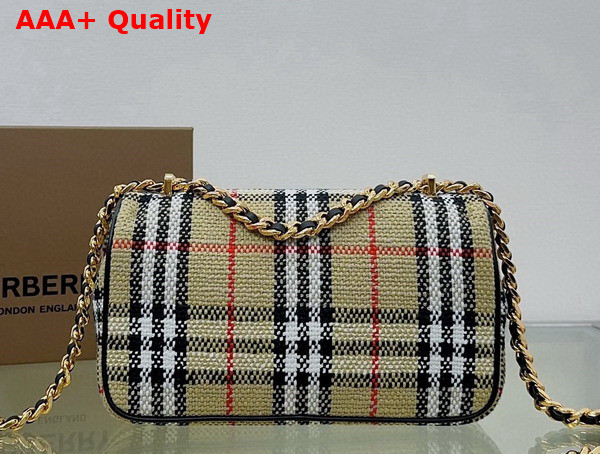 Burberry Small Lola Bag in Archive Beige Burberry Check Boucle and Lined in a Cotton Blend Replica