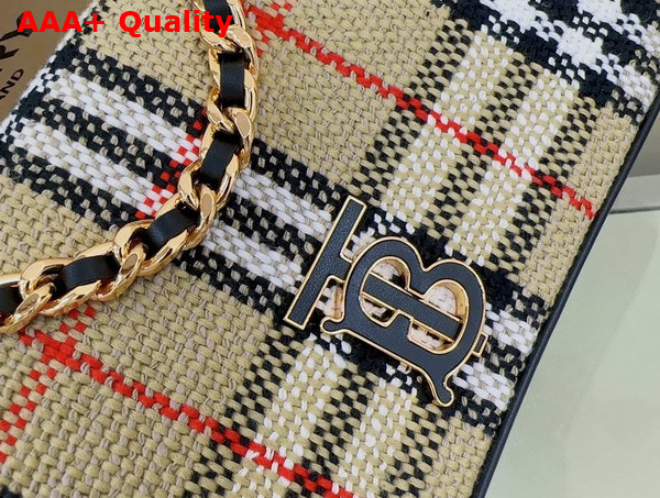 Burberry Small Lola Bag in Archive Beige Burberry Check Boucle and Lined in a Cotton Blend Replica