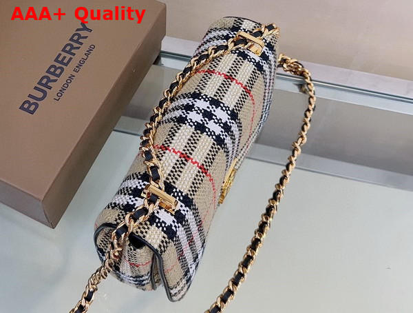 Burberry Small Lola Bag in Archive Beige Burberry Check Boucle and Lined in a Cotton Blend Replica
